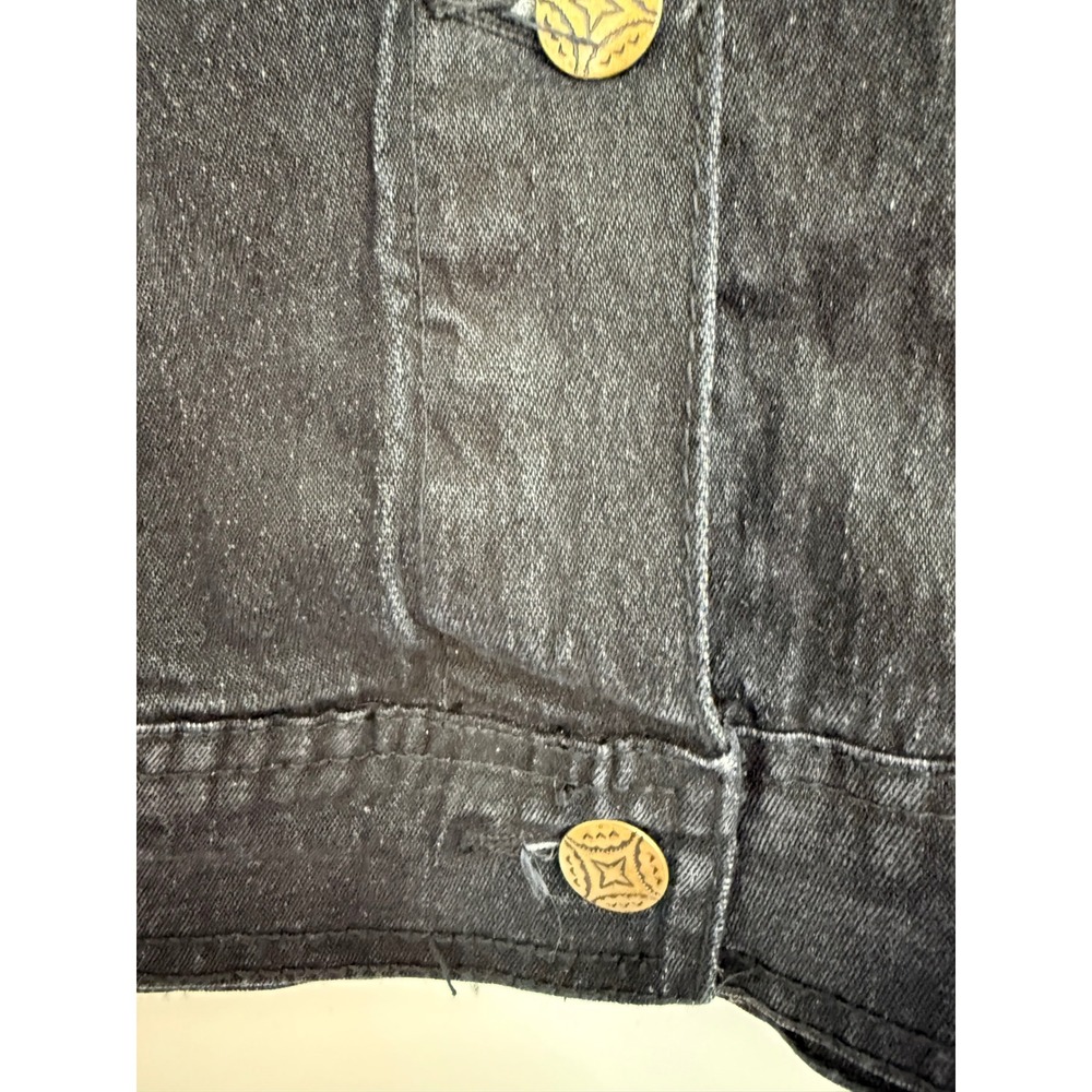 Vintage Diane Gilman DG2 Black‎ M Denim Embroidered Jean Jacket Western Aztec - Picture 6 of 16